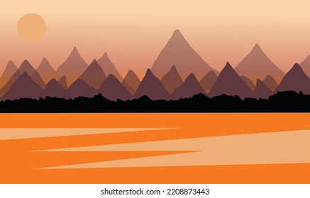 vector ilustraton of landscape vector . with mountain . for banner or poster.