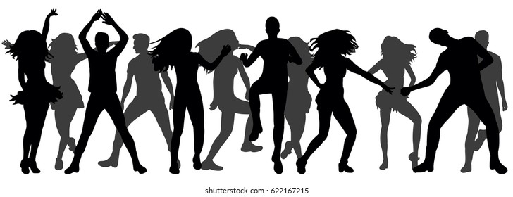 Vector, ilustustria, silhouette of beautiful girl dancing