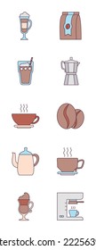 vector image of 10 coffee icons on white background