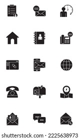 vector image 15 contact icons with white background