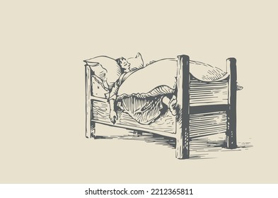 Vector Image - 18th Century Man Sleeping In His Bed