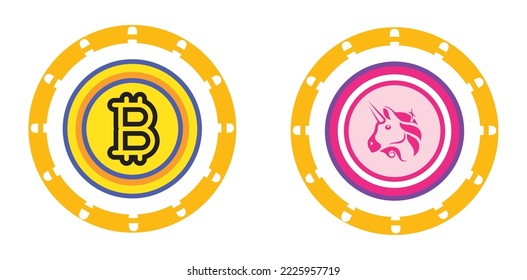 vector image 2 cryptocurrency icons with white background
