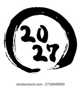 Vector Imagen de las letras de 2027 en un círculo de pinceladas