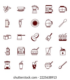 imagen vectorial de 25 iconos de café sobre fondo blanco