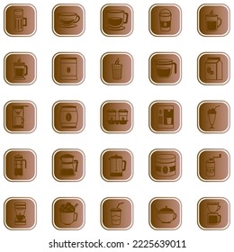 vector image of 25 coffee icons on white background