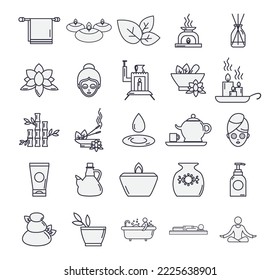 vector image 25 spa icons with white background