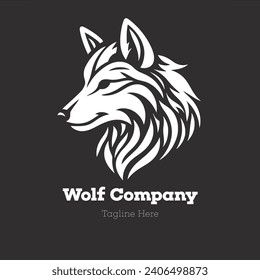 imagen vectorial, 2d, cabeza de lobo de línea simple, ilustración vectorial del logo lobo, elemento de diseño para logo, afiche, tarjeta, pancarta, emblema, camiseta. Ilustración del vector