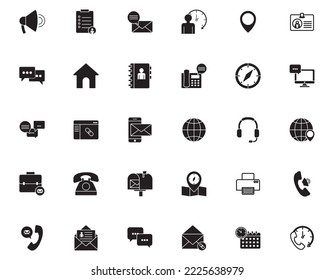 vector image 30 contact icons with white background