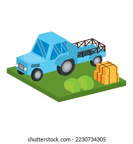 vector image 3d farm truck icon on white background