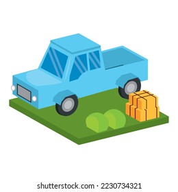 vector image 3d farm truck icon on white background