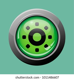 Vector image with a 3D glass effect and a black icon inside