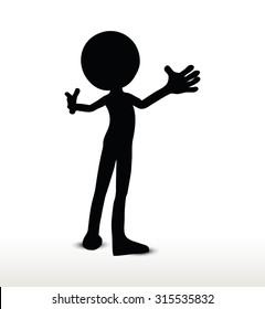 vector image - 3d man silhouette, isolated on white background, power pose