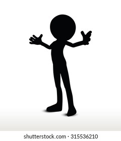 vector image - 3d man silhouette, isolated on white background, power pose