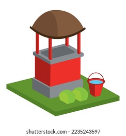 vector image 3d water well icon on white background