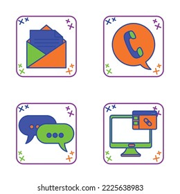 vector image of 4 contact icons on white background