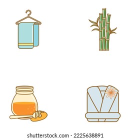 imagen vectorial 4 iconos de spa con fondo blanco