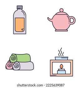 imagen vectorial 4 iconos de spa con fondo blanco