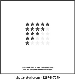 Vector image of 5 star rating. Gray stars vector icon on white isolated background. Layers grouped for easy editing illustration. For your design.