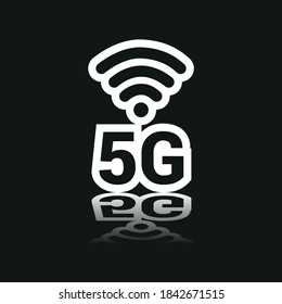 Vector image. 5G wifi technology icon. Black color image.