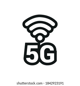 Vector image. 5G wifi technology icon. Black color image.