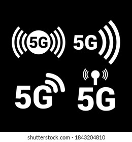Vector image. 5G wifi technology icon. Black color image.