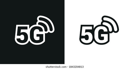 Vector image. 5G wifi technology icon. Black color image.