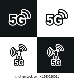 Vector image. 5G wifi technology icon. Black color image.