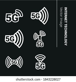 Vector image. 5G wifi technology icon. Black color image.