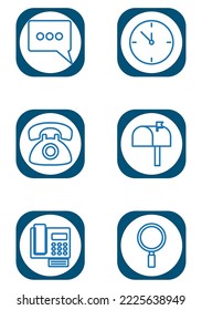 vector image 6 contact icons with white background