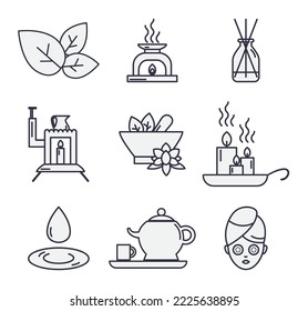 vector image 6 spa icons with white background