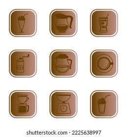 vector image of 9 coffee icons on white background