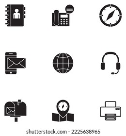 imagen vectorial 9 iconos de contacto con fondo blanco
