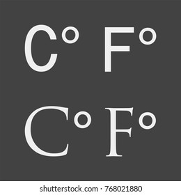 A vector image of the abbreviation Celsius and Fahrenheit. Degree icon
