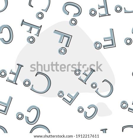 A vector image of the abbreviation Celsius and Fahrenheit. Degree icon cartoon style on seamless pattern on a white background.