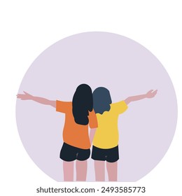 Vector Imagen sobre la amistad. tarjeta de felicitación. dos mujeres de la mano
