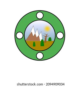 Vektorbild über Reisen sind auf ihm Berge von Sand, Kakteen und Baum