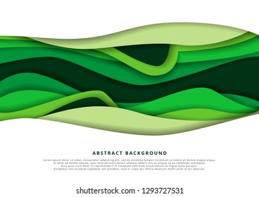Vector image of abstract background with green elements, with cut paper effect