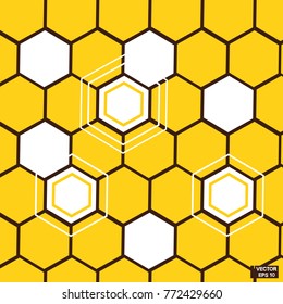 Vector image. Abstract background of yellow hexagons. Orange honeycombs.