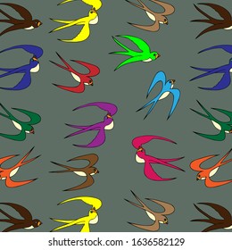 
Vector image Abstract bright pattern in the form of multi-colored birds in flight. Design of covers, cards, prints of clothes, wrapping paper.