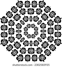 A Vector Image of an abstract design formed from artistic circular fragments, suitable to be used as a filler image for decoration for a octagonal-shaped decoration
