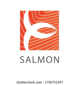Vector image of an abstract fish sign. Logo template, identity, icon for fresh seafood restaurant, fish company.