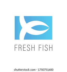 Imagen vectorial de un signo de pez abstracto. Plantilla de logotipo, identidad, icono para el restaurante de marisco fresco, empresa de pescado.