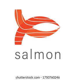 Vector image of an abstract fish sign. Logo template, identity, icon for fresh seafood restaurant, fish company.