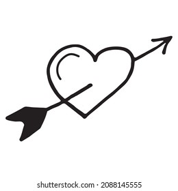  vector image of abstract heart with stele in doodle style