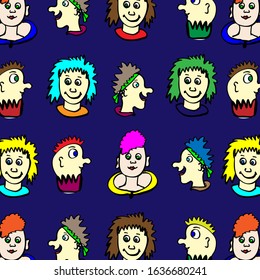 
Vector image. Abstract pattern in the form of faces of people. Cover design, print of clothes and textiles.