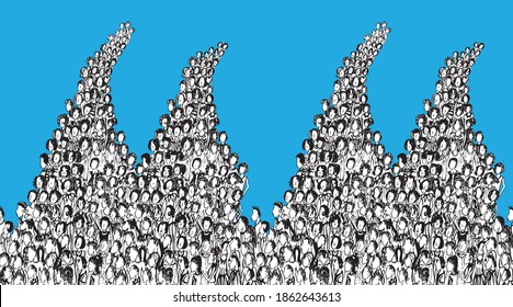 Vector image of abstract seamless border from sketches people crowd