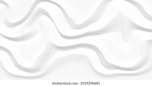 Vector image with abstract white background decorated with smooth gradient lines. Dynamic wavy lines add artistic accent creating elegant and modern design.