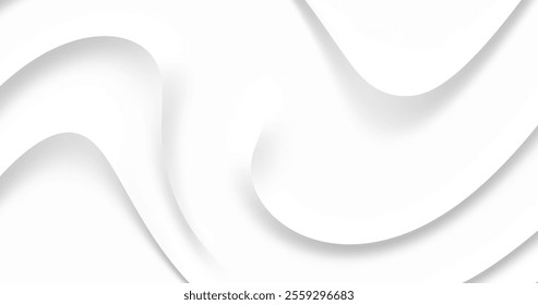 Vector image with abstract white background decorated with smooth gradient lines. Dynamic wavy lines add artistic accent creating elegant and modern design.