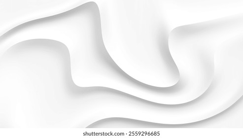 Vector image with abstract white background decorated with smooth gradient lines. Dynamic wavy lines add artistic accent creating elegant and modern design.