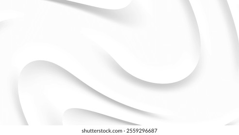 Vector image with abstract white background decorated with smooth gradient lines. Dynamic wavy lines add artistic accent creating elegant and modern design.